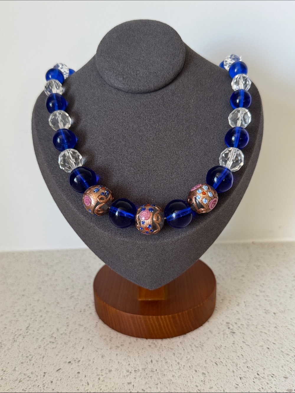 Vintage, Venetian Murano Wedding Cake or birthday cake bead necklace
